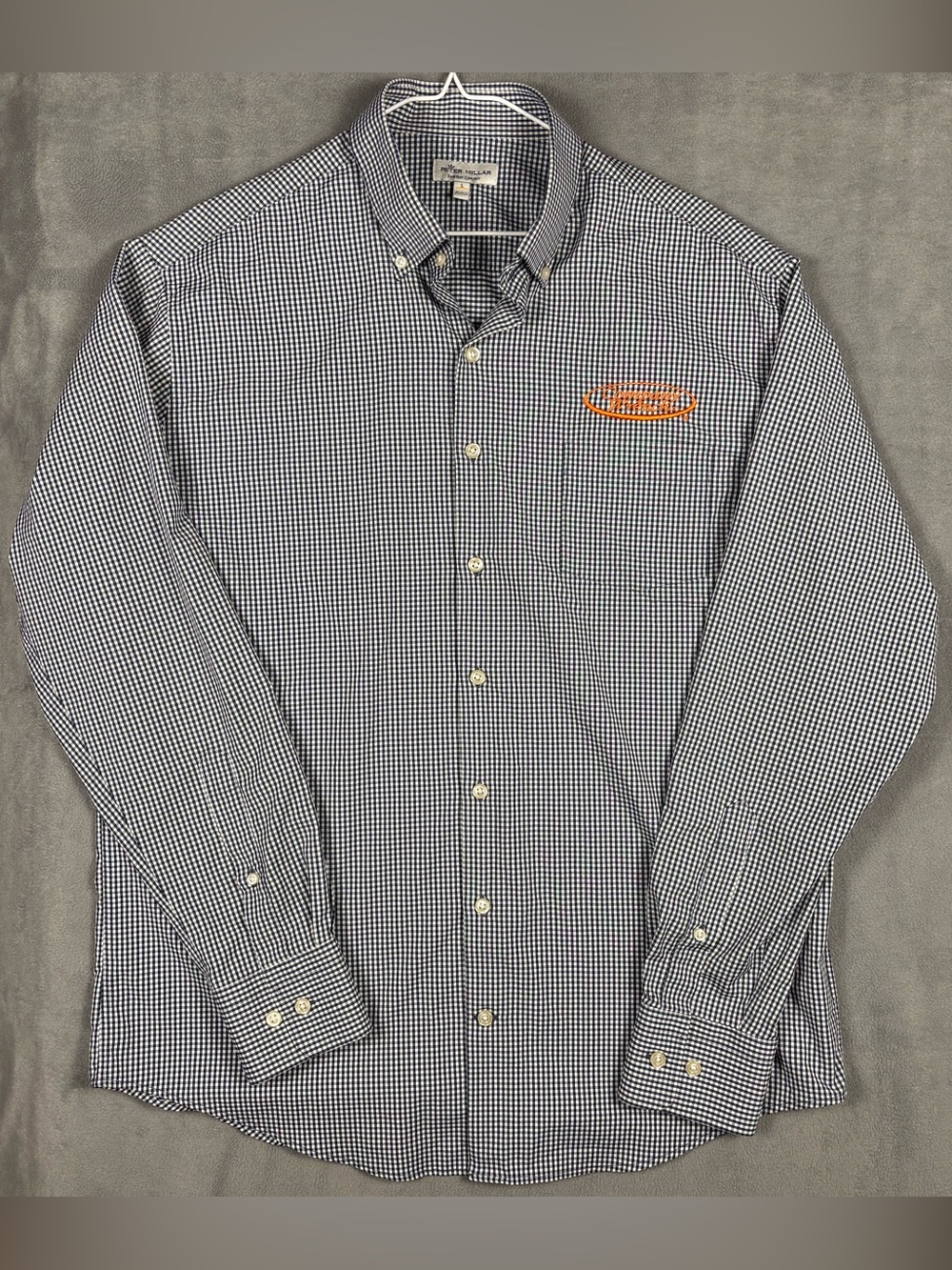 Peter Millar Summer Comfort Shirt Men L Blue Gingham Button Down Company Wrench
